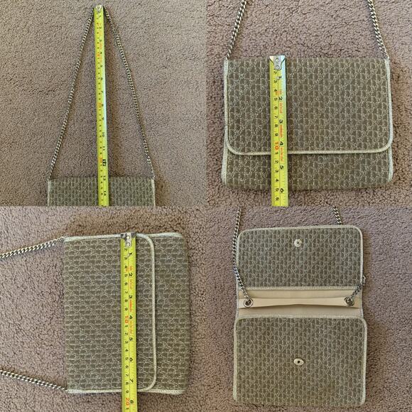 D1006 Christian Dior trotter oblique light gold and champagne color evening bag - Picture 7 of 7